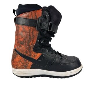 RARE Nike Snowboard Boots Zoom Force 1 Orange Pirate Skeltons 334841-003 Sz 10.5